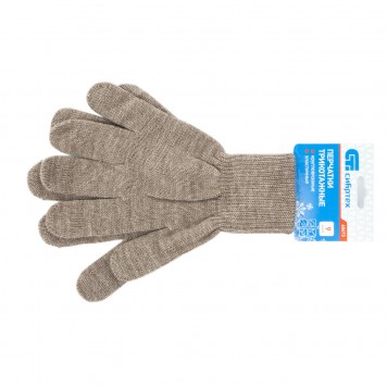 68673 | Перчатки трикотажные, акрил, коричневый, двойная манжета, СИБРТЕХ-1