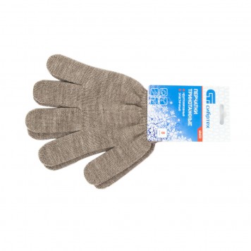 68653 | Перчатки трикотажные, акрил, коричневый, оверлок, СИБРТЕХ-1