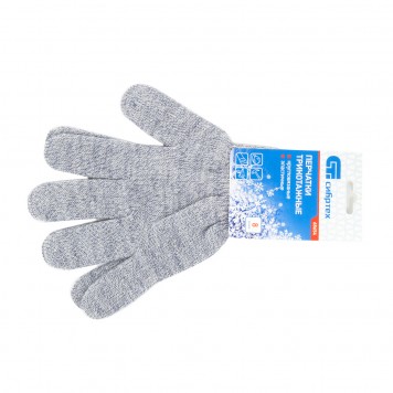 68654 | Перчатки трикотажные, акрил, серое мулине, оверлок, СИБРТЕХ-1