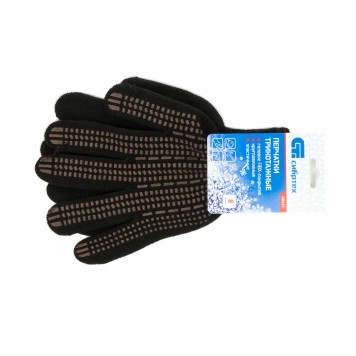 68661 | Перчатки трикотажные, акрил, ПВХ гель, "Протектор", черны, оверлок, СИБРТЕХ-1