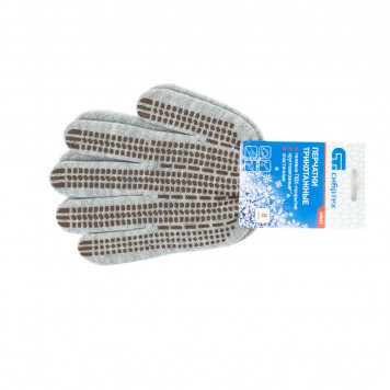 68662 | Перчатки трикотажные, акрил, ПВХ гель, "Протектор", серая туча, оверлок, СИБРТЕХ-1