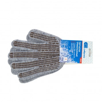 68664 | Перчатки трикотажные, акрил, ПВХ гель, "Протектор", серое мулине, оверлок, СИБРТЕХ-1