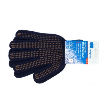 68665 | Перчатки трикотажные, акрил, ПВХ гель, "Протектор", синий, оверлок, СИБРТЕХ-1