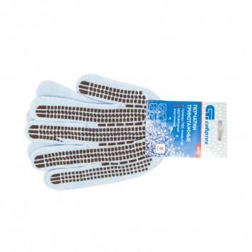 68666 | Перчатки трикотажные, акрил, ПВХ гель, "Протектор", цвет зенит, оверлок, СИБРТЕХ-4