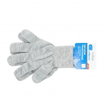 68672 | Перчатки трикотажные, акрил, серая туча, двойная манжета, СИБРТЕХ-1