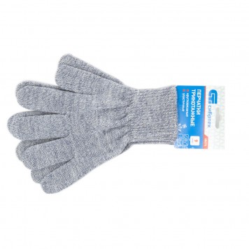 68674 | Перчатки трикотажные, акрил, серое мулине, двойная манжета, СИБРТЕХ-1
