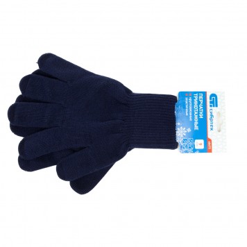 68675 | Перчатки трикотажные, акрил, синий, двойная манжета, СИБРТЕХ-1