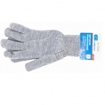 68684 | Перчатки трикотажные, акрил, двойные, серое мулине, двойная манжета, СИБРТЕХ-1