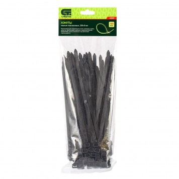 45557 | Хомуты, 200 х 8 мм, пластиковые, черные, 100 шт, СИБРТЕХ-0