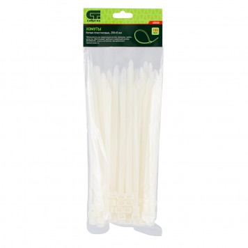 45558 | Хомуты, 200 х 8 мм, пластиковые, белые, 100 шт, СИБРТЕХ-0