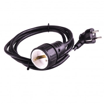 95916 | Удлинитель бытовой с заземлением, 2 м, 1 прорезиненная розетка, 16 A, серия УХз16, DENZEL-1