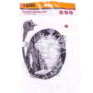 95916 | Удлинитель бытовой с заземлением, 2 м, 1 прорезиненная розетка, 16 A, серия УХз16, DENZEL-2