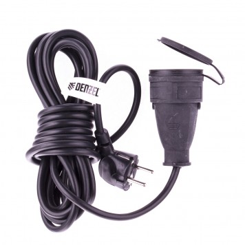 95917 | Удлинитель бытовой с заземлением, 5 м, 1 прорезиненная розетка, 16 A, серия УХз16, DENZEL-0