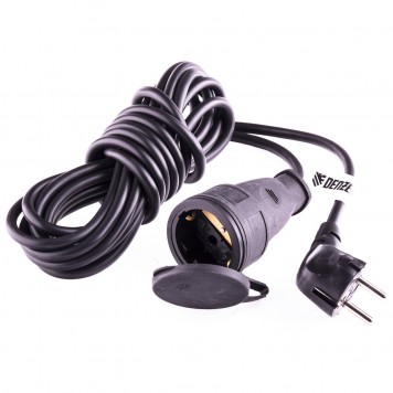 95917 | Удлинитель бытовой с заземлением, 5 м, 1 прорезиненная розетка, 16 A, серия УХз16, DENZEL-1