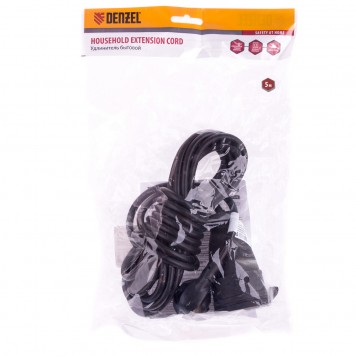 95917 | Удлинитель бытовой с заземлением, 5 м, 1 прорезиненная розетка, 16 A, серия УХз16, DENZEL-2
