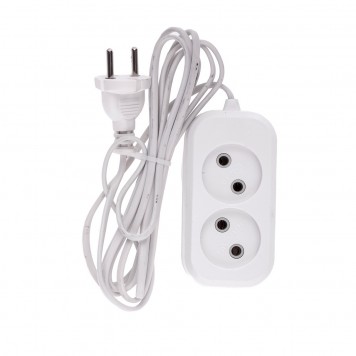 95921 | Удлинитель бытовой, без заземления, 3 м, 2 розетки, 6 A, серия УХ6, DENZEL-0