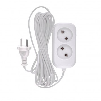 95922 | Удлинитель бытовой, без заземления, 5 м, 2 розетки, 6 А, серия УХ6, DENZEL-0