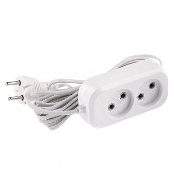 95922 | Удлинитель бытовой, без заземления, 5 м, 2 розетки, 6 А, серия УХ6, DENZEL-1