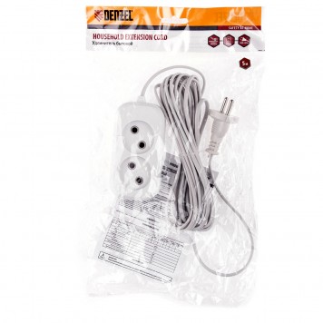 95922 | Удлинитель бытовой, без заземления, 5 м, 2 розетки, 6 А, серия УХ6, DENZEL-2