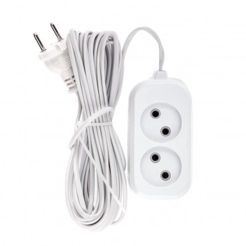 95923 | Удлинитель бытовой, без заземления, 7 м, 2 розетки, 6 А, серия УХ6, DENZEL-0