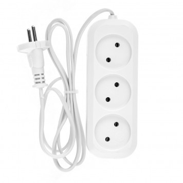 95925 | Удлинитель бытовой, без заземления, 2 м, 3 розетки, 6 A, серия УХ6, DENZEL-0