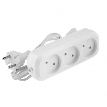 95925 | Удлинитель бытовой, без заземления, 2 м, 3 розетки, 6 A, серия УХ6, DENZEL-1