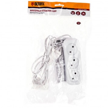 95925 | Удлинитель бытовой, без заземления, 2 м, 3 розетки, 6 A, серия УХ6, DENZEL-2