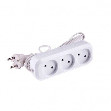 95926 | Удлинитель бытовой, без заземления, 3 м, 3 розетки, 6 A, серия УХ6, DENZEL-1