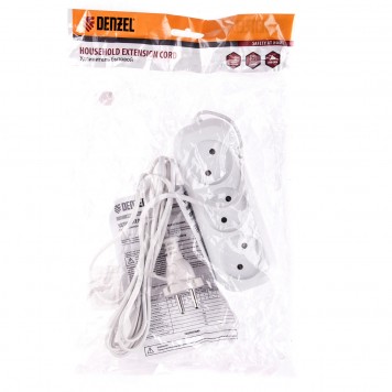 95926 | Удлинитель бытовой, без заземления, 3 м, 3 розетки, 6 A, серия УХ6, DENZEL-2