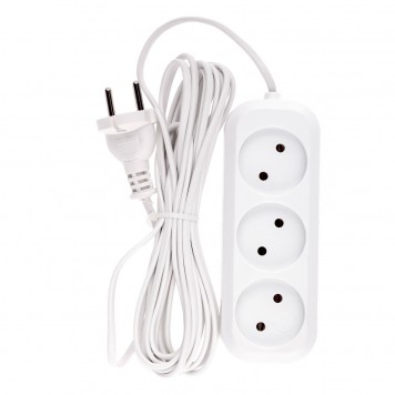 95927 | Удлинитель бытовой, без заземления, 5 м, 3 розетки, 6 A, серия УХ6, DENZEL-0