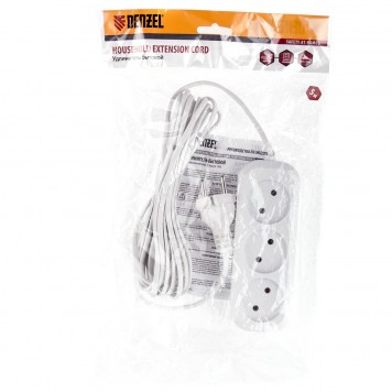 95927 | Удлинитель бытовой, без заземления, 5 м, 3 розетки, 6 A, серия УХ6, DENZEL-2