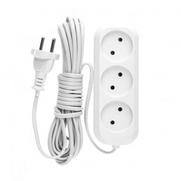 95928 | Удлинитель бытовой, без заземления, 7 м, 3 розетки, 6 А, серия УХ6, DENZEL-0