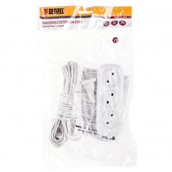 95928 | Удлинитель бытовой, без заземления, 7 м, 3 розетки, 6 А, серия УХ6, DENZEL-2
