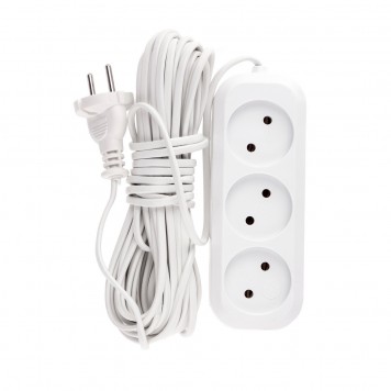 95929 | Удлинитель бытовой, без заземления, 10 м, 3 розетки, 6 А, серия УХ6, DENZEL-0