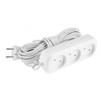 95929 | Удлинитель бытовой, без заземления, 10 м, 3 розетки, 6 А, серия УХ6, DENZEL-1