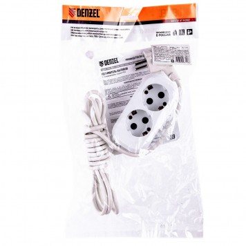 95961 | Удлинитель бытовой, серия УХз-10-203, с заземлением, 3 м, 2 розетки, 10 А, DENZEL-2