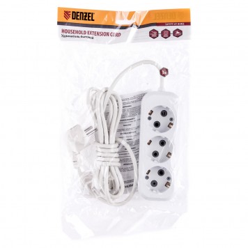 95966 | Удлинитель бытовой, серия УХз-10-303, с заземлением, 3 м, 3 розетки, 10 A, DENZEL-2