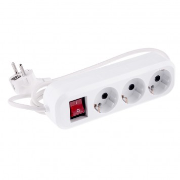 95970 | Удлинитель бытовой, с заземлением и выключателем, 2 м, 3 розетки, 10 A, серия УХз10, DENZEL-1