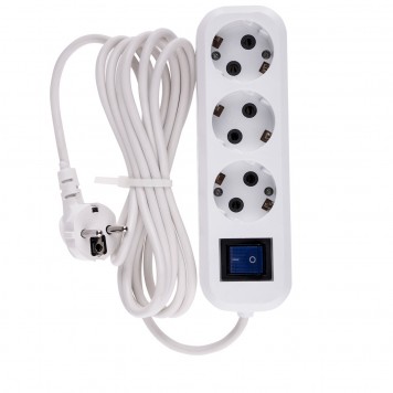 95971 | Удлинитель бытовой, с заземлением и выключателем, 3 м, 3 розетки, 10 A, серия УХз10, DENZEL-0