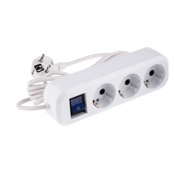 95971 | Удлинитель бытовой, с заземлением и выключателем, 3 м, 3 розетки, 10 A, серия УХз10, DENZEL-1