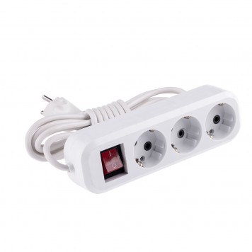 95972 | Удлинитель бытовой, с заземлением и выключателем, 4 м, 3 розетки, 10 A, серия УХз10, DENZEL-1