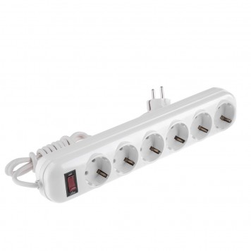 95981 | Удлинитель бытовой, с заземлением и выключателем, 3 м, 6 розеток, 10 A, серия УХз10, DENZEL-1