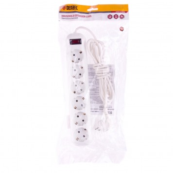 95981 | Удлинитель бытовой, с заземлением и выключателем, 3 м, 6 розеток, 10 A, серия УХз10, DENZEL-2