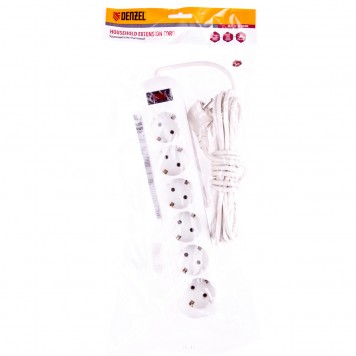 95982 | Удлинитель бытовой, с заземлением и выключателем, 5 м, 6 розеток, 10 A, серия УХз10, DENZEL-2