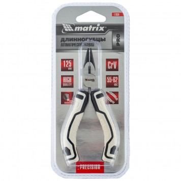 17830 | Длинногубцы 125 мм, прямые, авторазжим, MATRIX PRO MINI-4