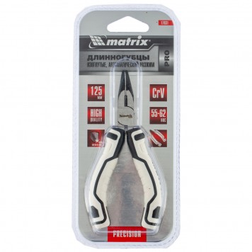 17831 | Длинногубцы 125 мм, изогнутые, авторазжим, MATRIX PRO MINI-3