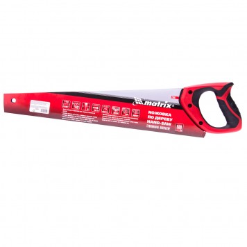 23551 | Ножовка по дереву, 500 мм, 7-8 TPI, зуб-3D, каленый зуб, тефлоновое покрытие полотна, двухкомпонентная рукоятка, MATRIX-3