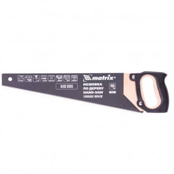 23578 | Ножовка по дереву, 450 мм, 7-8 TPI, зуб-3D, каленный зуб, тефлоновое покрытие, деревянная рукоятка, MATRIX-0