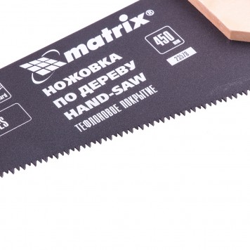 23578 | Ножовка по дереву, 450 мм, 7-8 TPI, зуб-3D, каленный зуб, тефлоновое покрытие, деревянная рукоятка, MATRIX-1