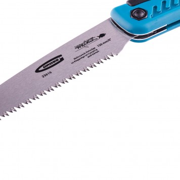 23616 | Пила по дереву, складная, для кемпинга и сада, 150 мм, 9-10 TPI, подкаленый зуб 3D, двухкомпонентная рукоятка, GROSS PIRANHA-2